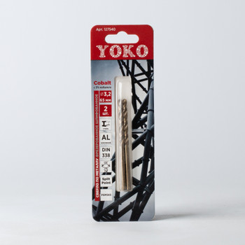 Сверло по металлу Cobalt 3,2х65мм Р6М5К5 2шт/уп Yoko