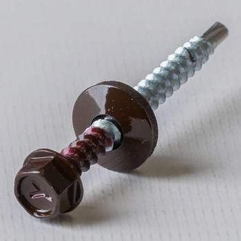 Саморез кровельный 4,8х50 RAL 8017 шоколадно-коричневый, 150 шт KRcwZDK Yoko